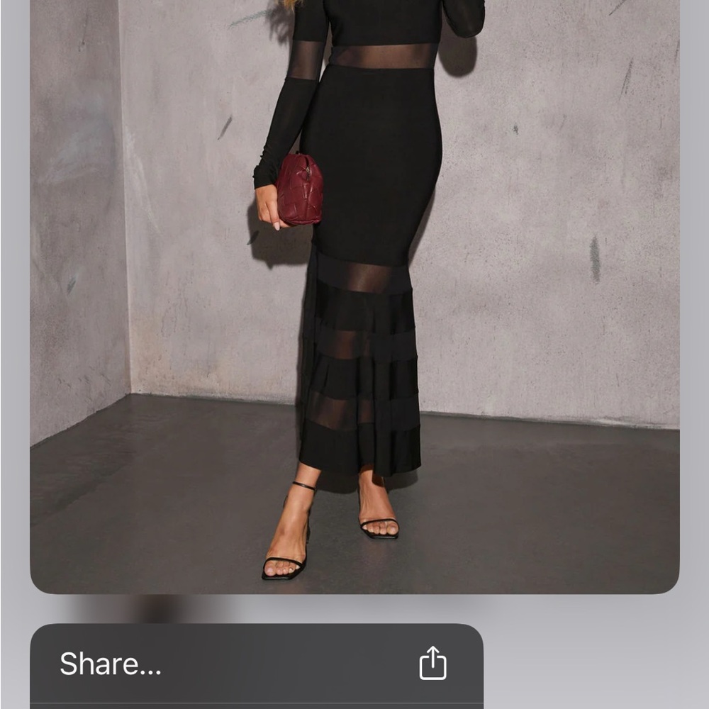 Vici Black Long Sleeve Dress with Sheer Panels